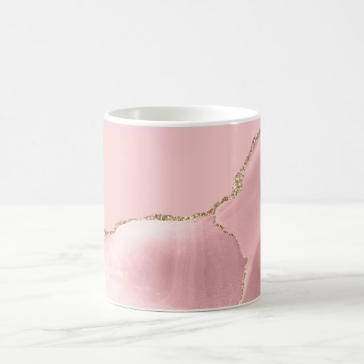 Blush Pink Agate Gold Glitter Kaffeetasse (Mittel)