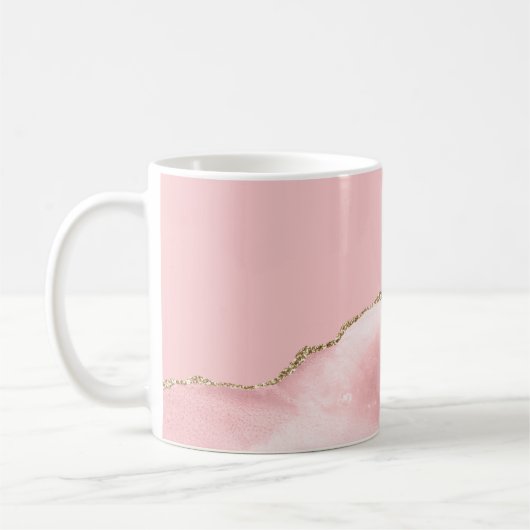 Blush Pink Agate Gold Glitter Kaffeetasse (Links)