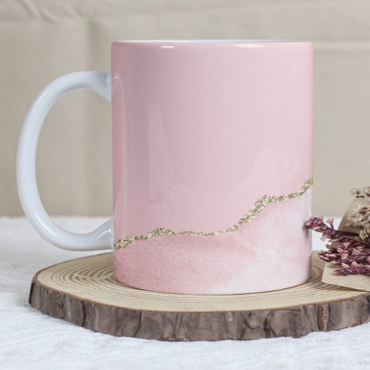 Blush Pink Agate Gold Glitter Kaffeetasse