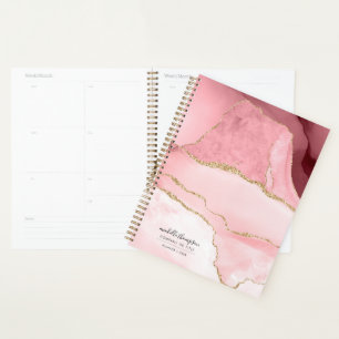 Blush Pink Agate & Gold Glitzer Aquarell Planer