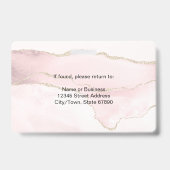 Blush Pink Agate Marble Personalisiert Ausweis (Rückseite)