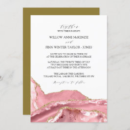 Blush Pink Agate Moderne Hochzeit Einladung