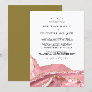 Blush Pink Agate Moderne Hochzeit Einladung