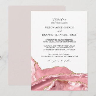 Blush Pink Agate Moderne Hochzeit Einladung