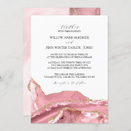 Blush Pink Agate Moderne Hochzeit Einladung