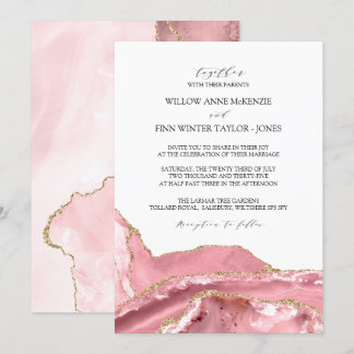 Blush Pink Agate Moderne Hochzeit Einladung