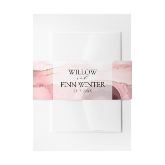 Blush Pink Agate Moderne Hochzeit Einladungsbanderole (Vorderseite Beispiel)