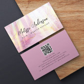 Blush Pink Agate Stone Luxe QR Code Visitenkarte