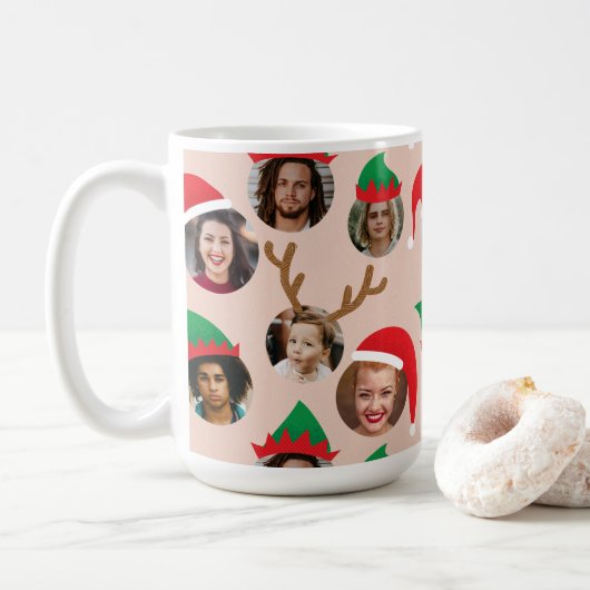 Blush Pink Alberne Weihnachtsfeier Sechs FotoColla Kaffeetasse (Mit Donut)