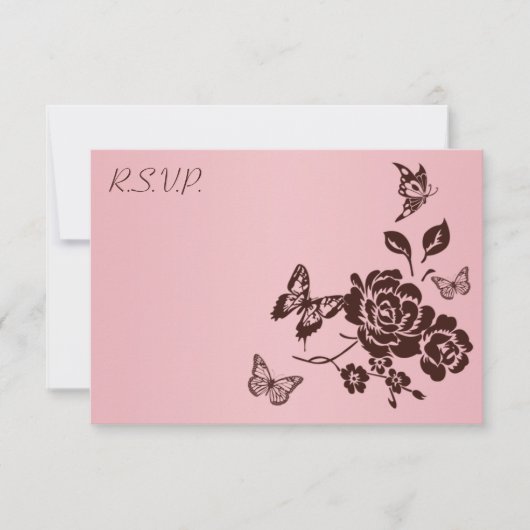 Blush Pink and Brown Butterfly Floral Repcard Einladung (Vorderseite)