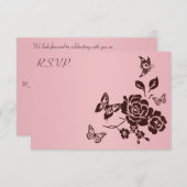 Blush Pink and Brown Butterfly Floral Repcard Einladung (Vorne/Hinten)