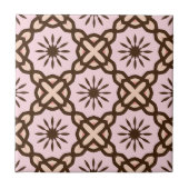 Blush Pink and Brown Mosaic Geometric Pattern Fliese (Vorderseite)