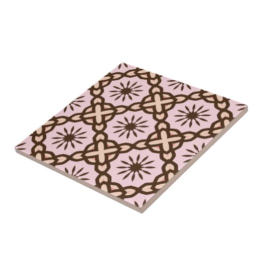 Blush Pink and Brown Mosaic Geometric Pattern Fliese (Seite)