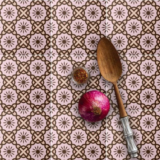 Blush Pink and Brown Mosaic Geometric Pattern Fliese