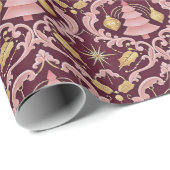 Blush Pink and Burgundy Baroque Christmas Pattern Geschenkpapier (Rolleneckpunkt)