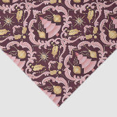 Blush Pink and Burgundy Baroque Christmas Pattern Seidenpapier (Ausschnitt)