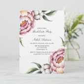 Blush Pink and Cotton Bachelorette Party Einladung (Stehend Vorderseite)