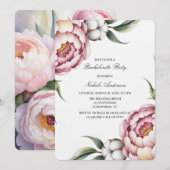 Blush Pink and Cotton Bachelorette Party Einladung (Vorne/Hinten)