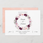 Blush Pink and Deep Velvet Wedding Einladung (Vorne/Hinten)