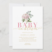 Blush Pink and Gold Baby in Bloomflorale Baby Show Einladung (Vorderseite)