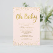 Blush Pink and Gold Baby Shower Einladungen (Stehend Vorderseite)