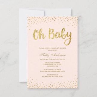 Blush Pink and Gold Baby Shower Einladungen