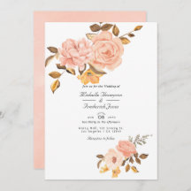 Blush Pink and Gold Floral QR Code RSVP Wedding