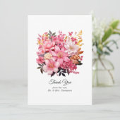 Blush Pink and Gold Floral Wedding Dankeskarte (Stehend Vorderseite)