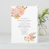 Blush Pink and Gold Floral Wedding Einladung (Stehend Vorderseite)