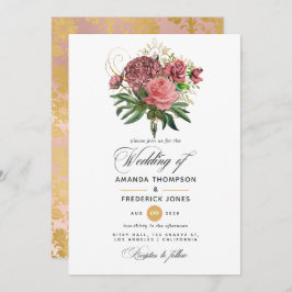 Blush Pink and Gold Floral Wedding Einladung
