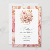 Blush Pink and Gold Floral Wedding Einladung (Vorderseite)