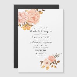 Blush Pink and Gold Floral Wedding Magneteinladung