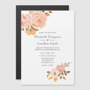 Blush Pink and Gold Floral Wedding Magneteinladung