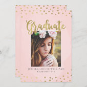 Blush Pink and Gold Luxury Graduation Einladungen (Vorne/Hinten)