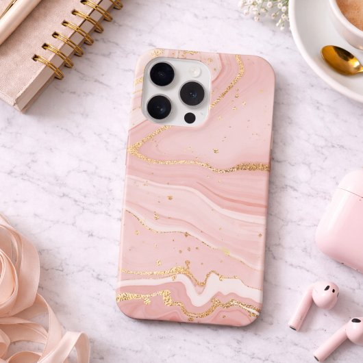Blush Pink and Gold Marble iPhone Hülle
