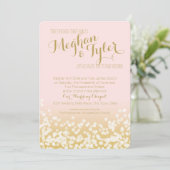 Blush Pink and Gold Sparkle Wedding Einladung (Stehend Vorderseite)