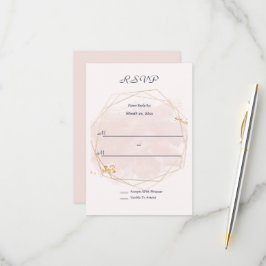 Blush Pink and Gold Wedding RSVP Karte