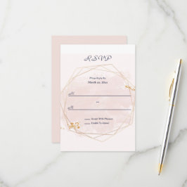 Blush Pink and Gold Wedding RSVP Karte