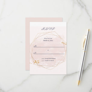 Blush Pink and Gold Wedding RSVP Karte