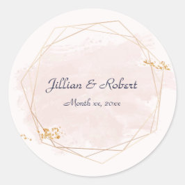 Blush Pink and Gold Wedding Runder Aufkleber