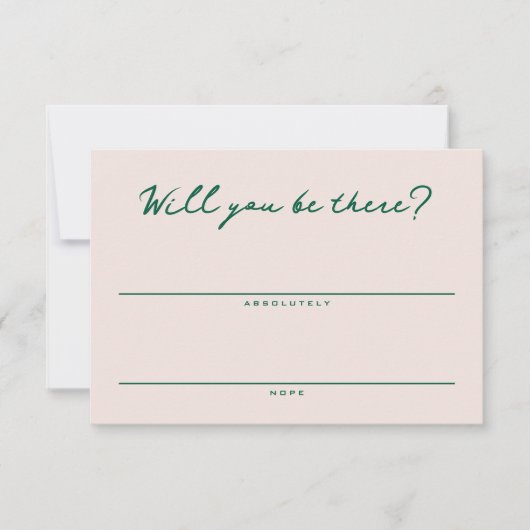Blush Pink and Green Simple RSVP Card (Vorderseite)