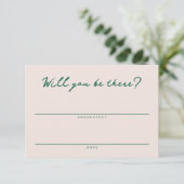 Blush Pink and Green Simple RSVP Card (Stehend Vorderseite)