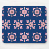 Blush Pink and Navy Geometric Floral Tiles Mousepad (Vorne)