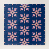 Blush Pink and Navy Geometric Floral Tiles Puzzle (Horizontal)