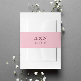 Blush Pink and Plum Wedgram Monogram Einladungsbanderole