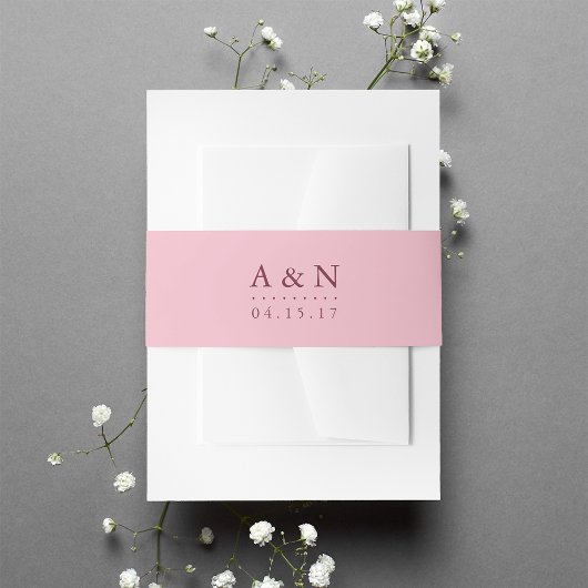 Blush Pink and Plum Wedgram Monogram Einladungsbanderole