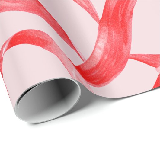 Blush Pink and Red Ribbon Geschenkpapier (Rolleneckpunkt)