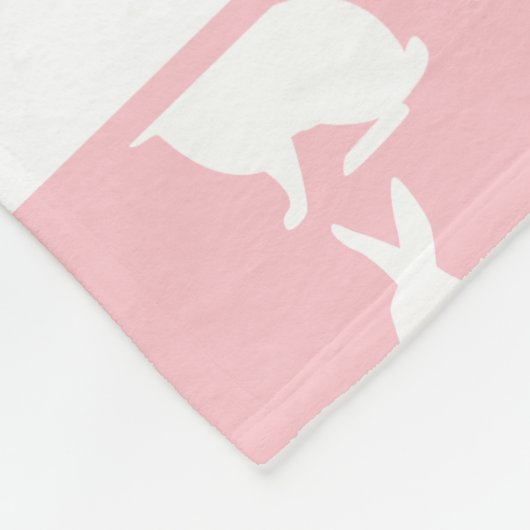 Blush Pink And White Bunny Pattern With Name Fleecedecke (Ecke)