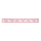 Blush Pink And White Bunny Silhouettes Cute Easter Satinband (Vorderseite)