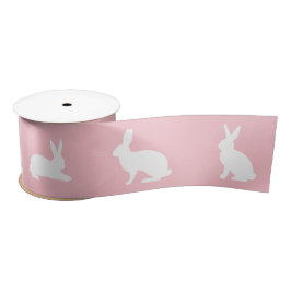 Blush Pink And White Bunny Silhouettes Cute Easter Satinband